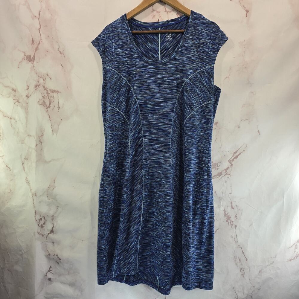 Title Nine Dress Womens XL Blue Cap Mini Stripe Spacedye Espionage Short Sleeve